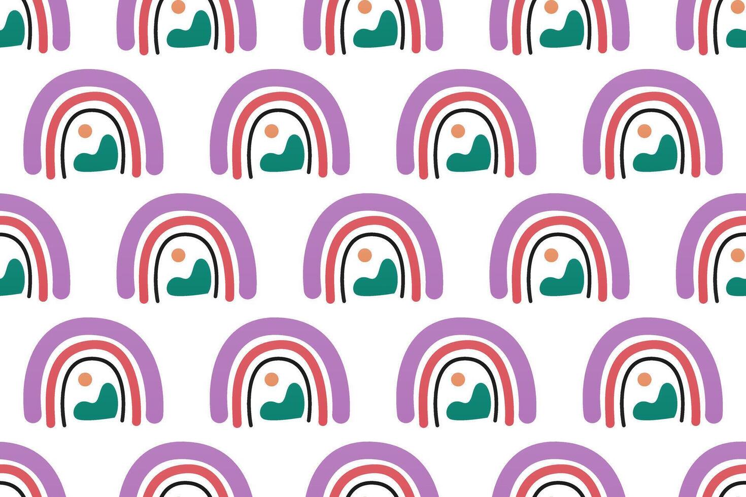 Scandinavian wrapping paper rainbow seamless pattern background vector