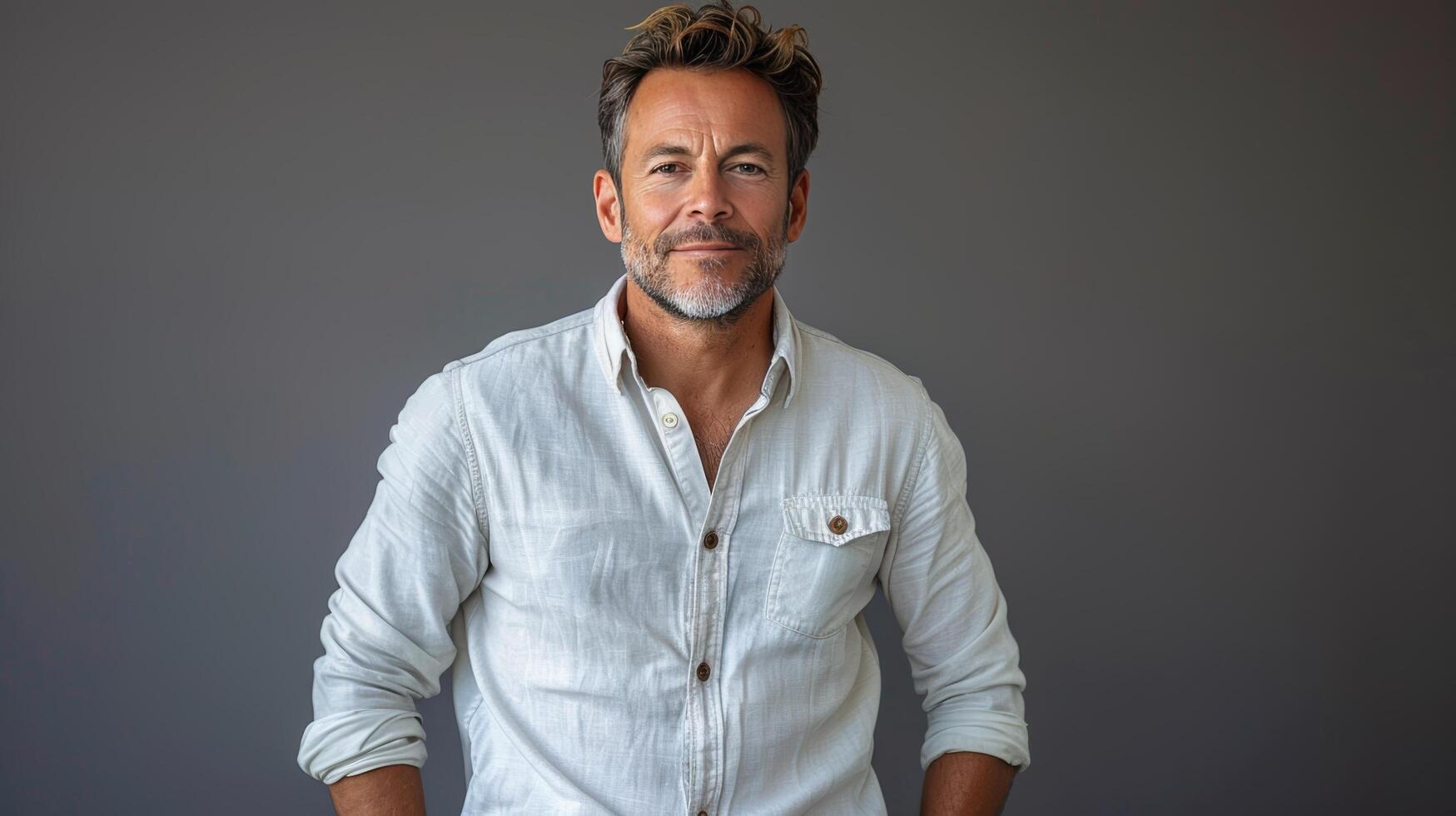 Smiling Man in White Shirt photo
