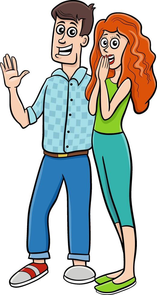 cartoon couple in love comic characters vector