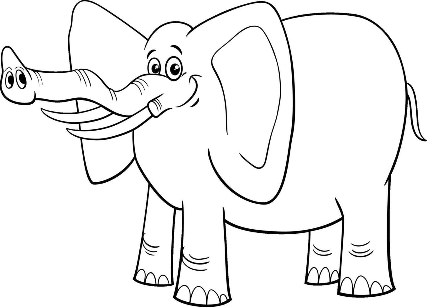 funny cartoon elephant animal character coloring page vector