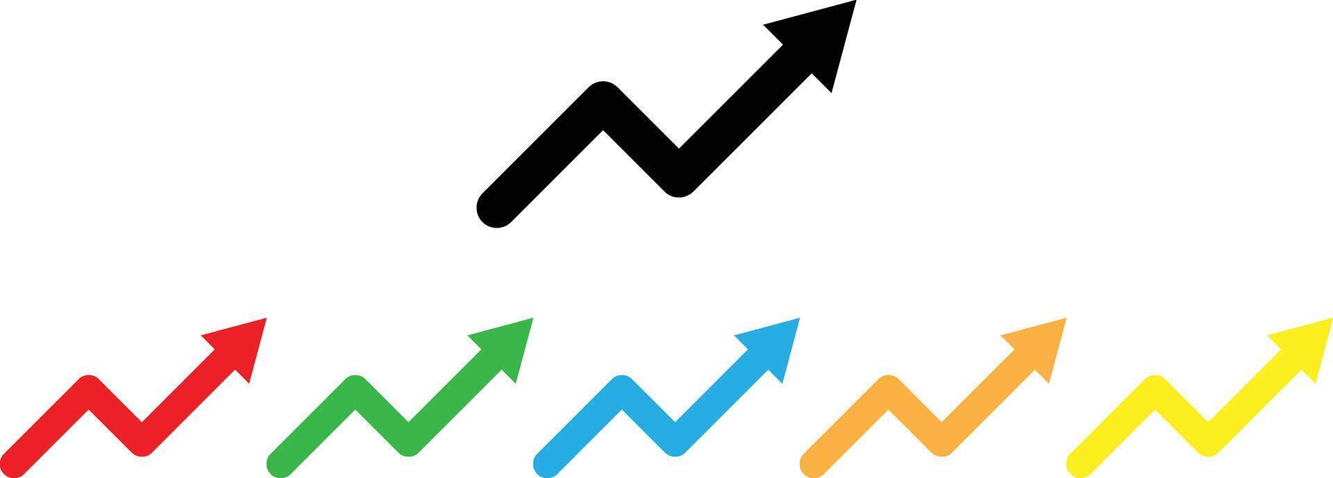 Colorful trending arrow icon set isolated on white background . Growing business arrow icon vector