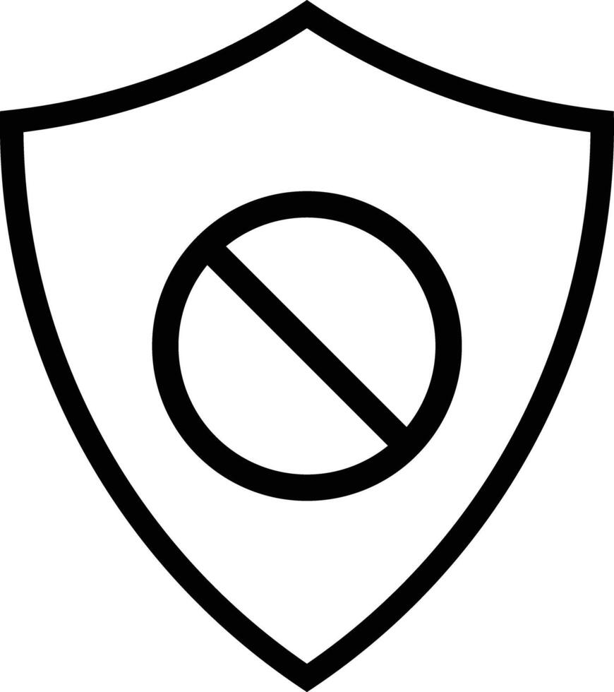 Shield block sign . Shield prohibition icon . Shield ban icon vector