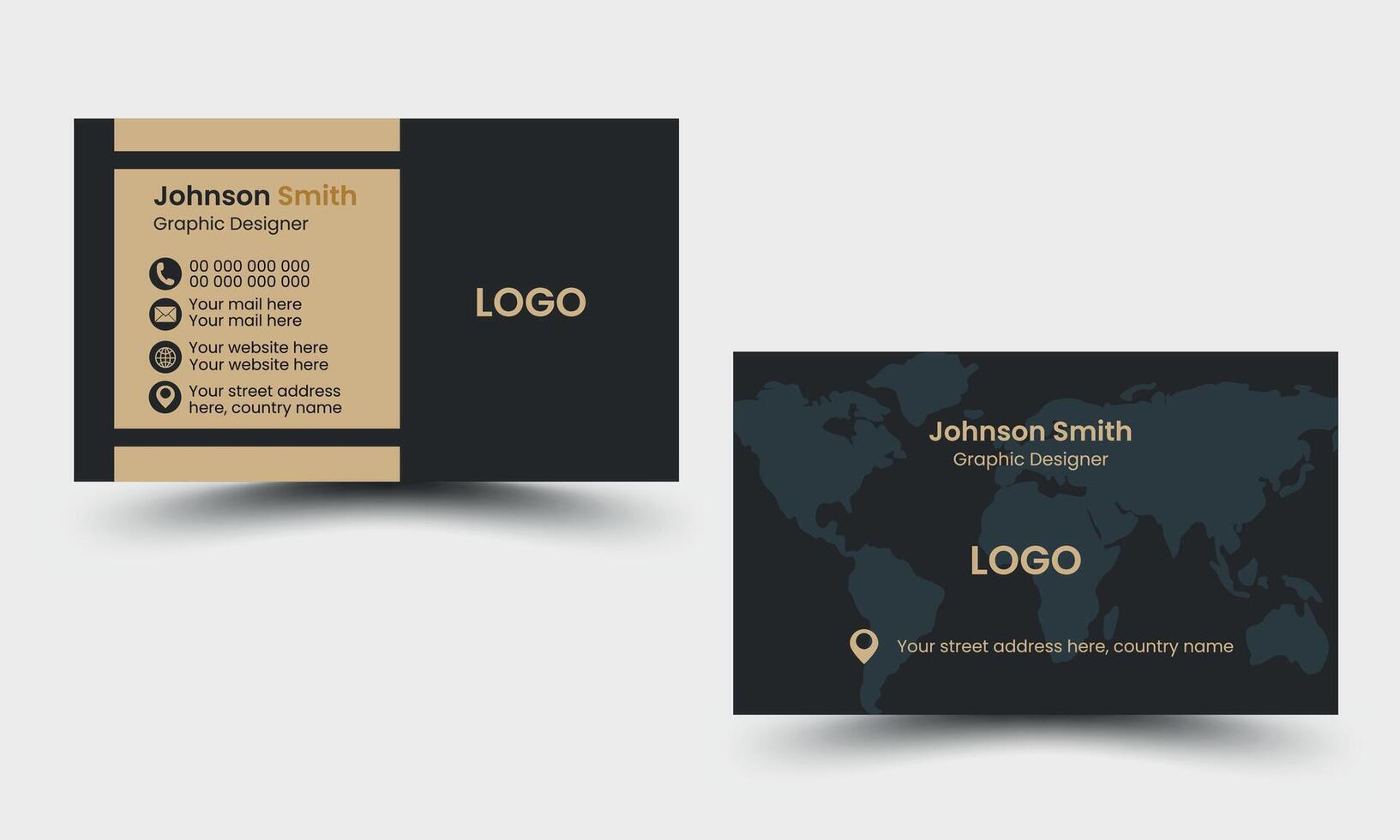 business card design or double sided business card template modern and clean style. vector