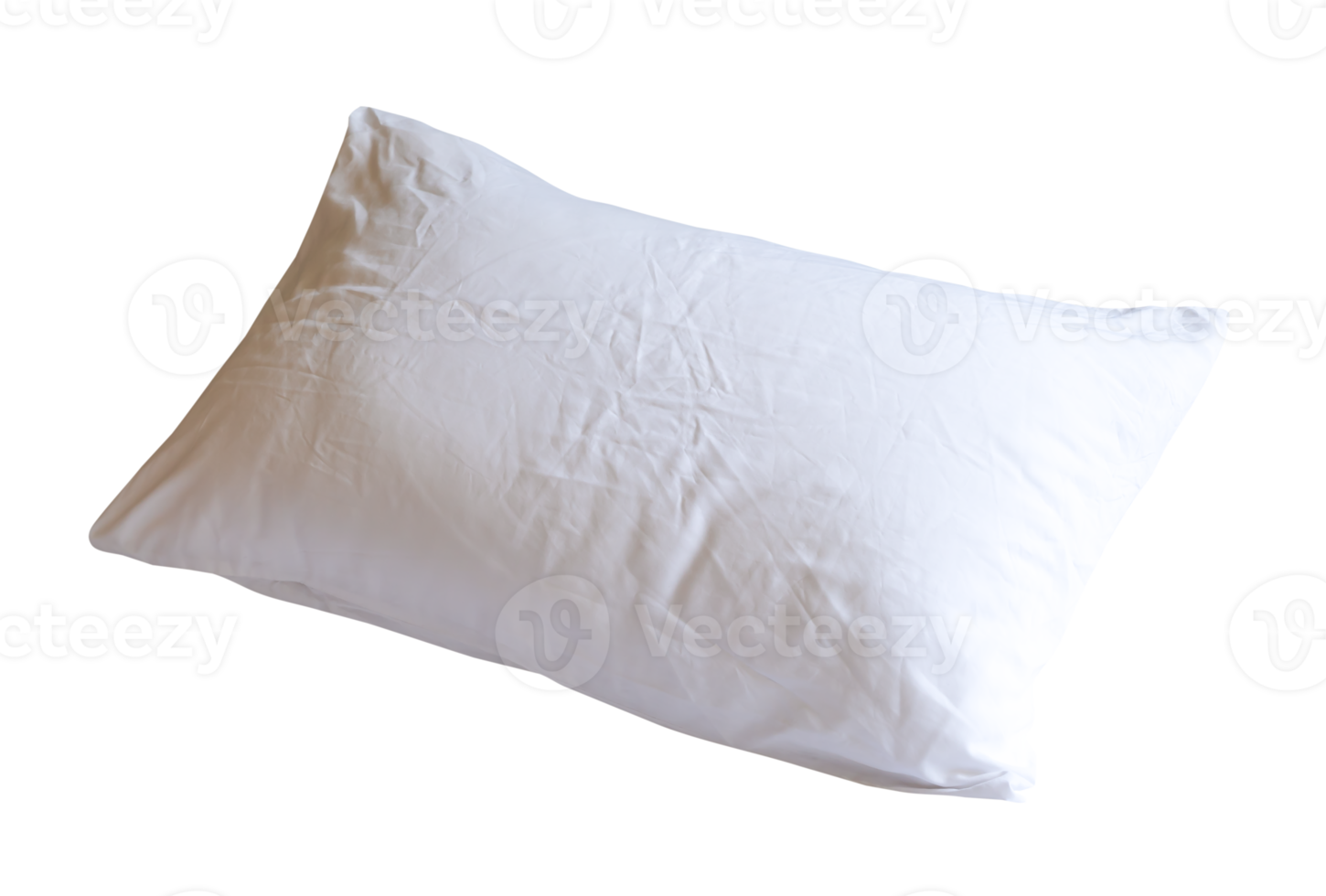 White pillow with case after guest's use in hotel or resort room isolated with clipping path in file format. Concept of confortable and happy sleep in daily life png