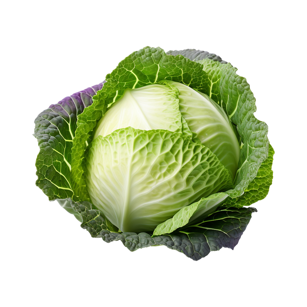 Green fresh cabbage isolated on transparent background png
