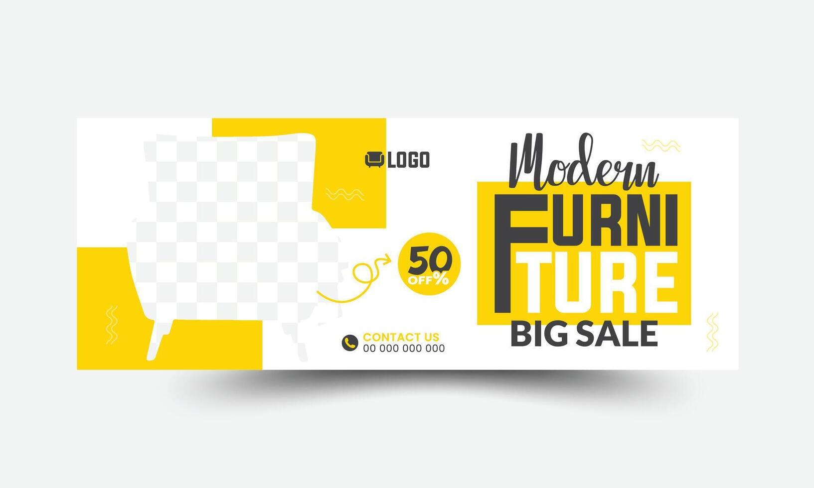 Luxury furniture social media cover or digital business web banner ad minimal social media design template vector