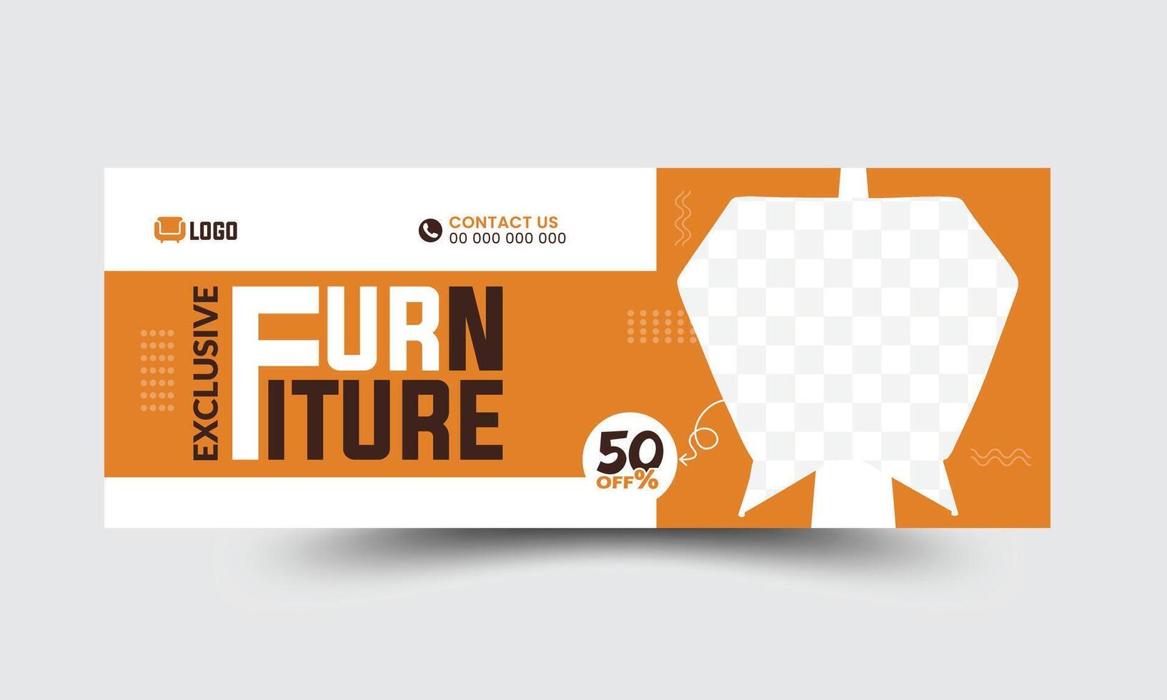 Luxury furniture social media cover or digital business web banner ad minimal social media design template vector