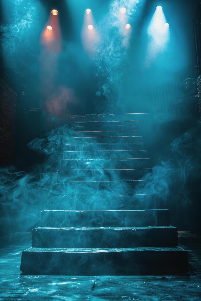 Stage With Numerous Stairs and Light Setup photo