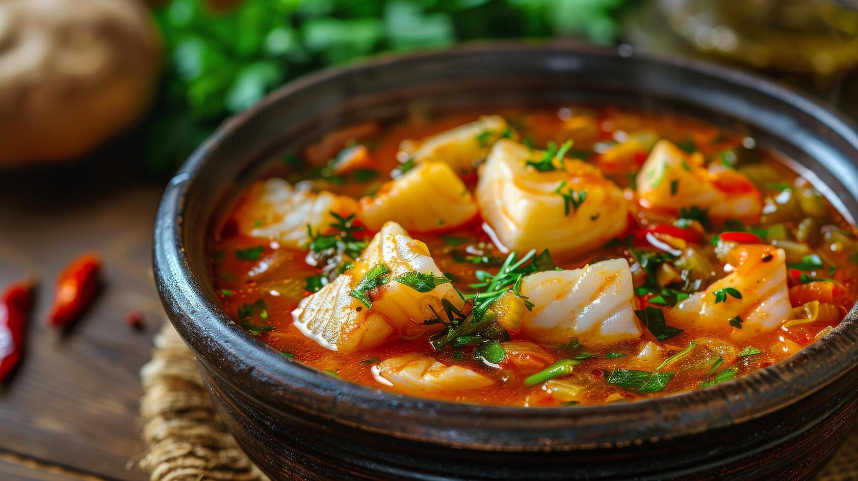 Bowl of Soup With Dumplings photo
