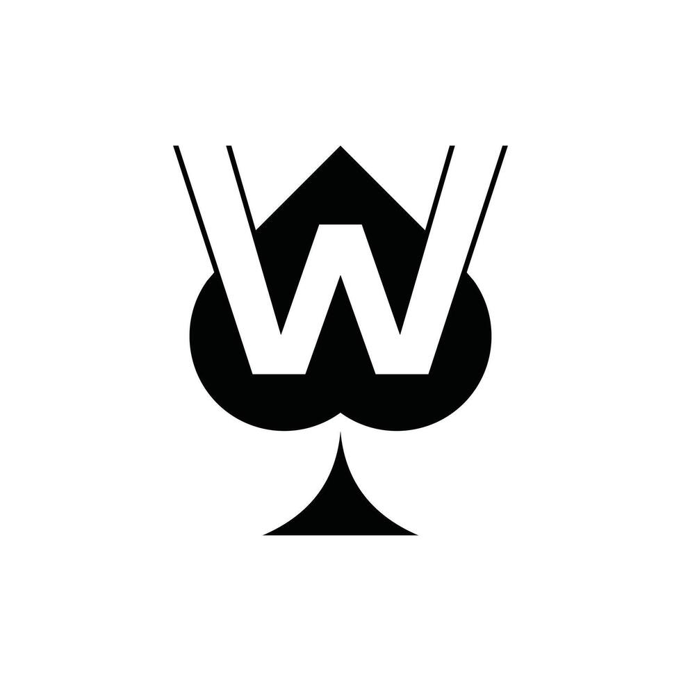Initial W Ace Spade Game Casino Simple Modern Icon Design Logo vector