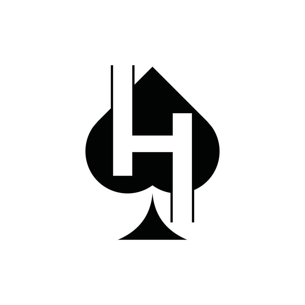 Initial H Spade Game Modern Simplicity Icon Logo Design vector