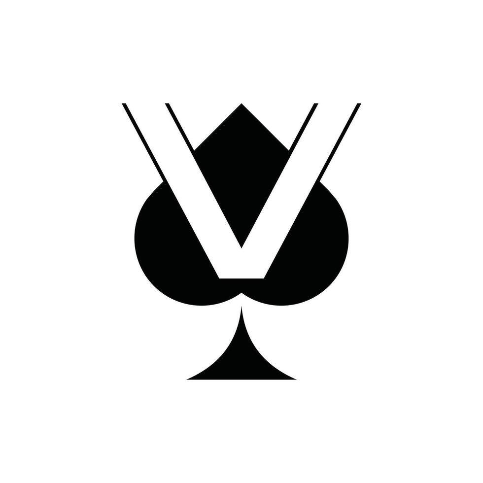 Letter V Spade Ace Simple Icon Design Template Logo vector