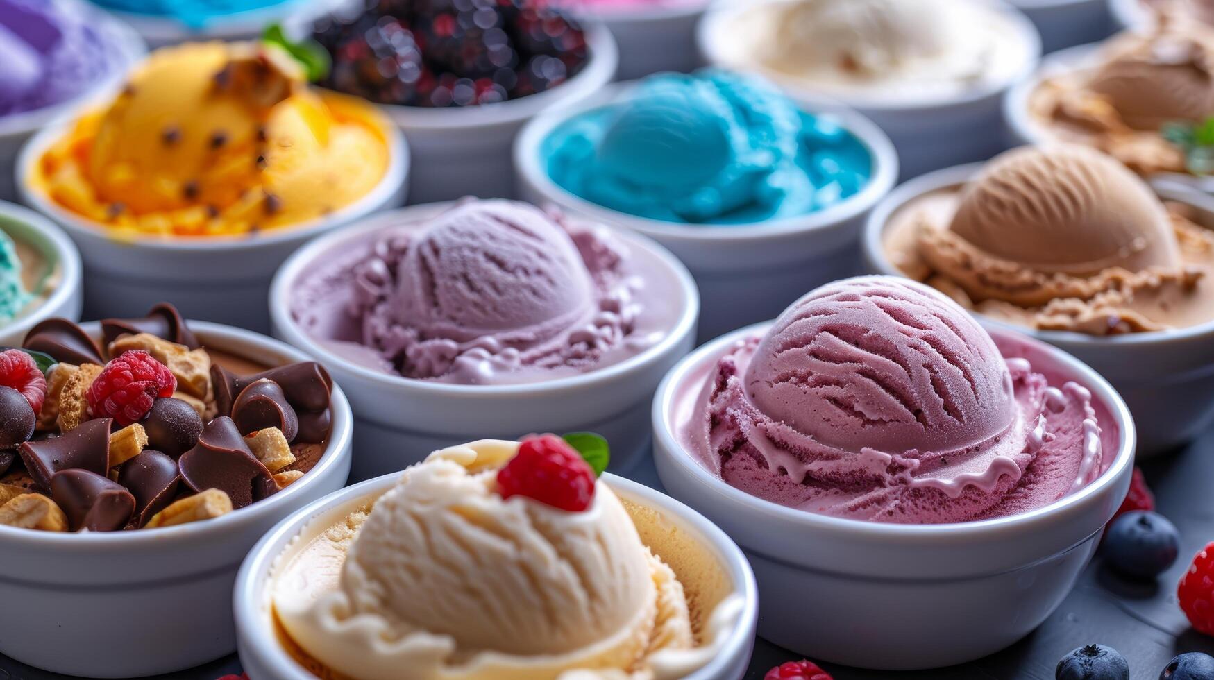 Assorted Ice Cream Cups Ready for Enjoyment photo