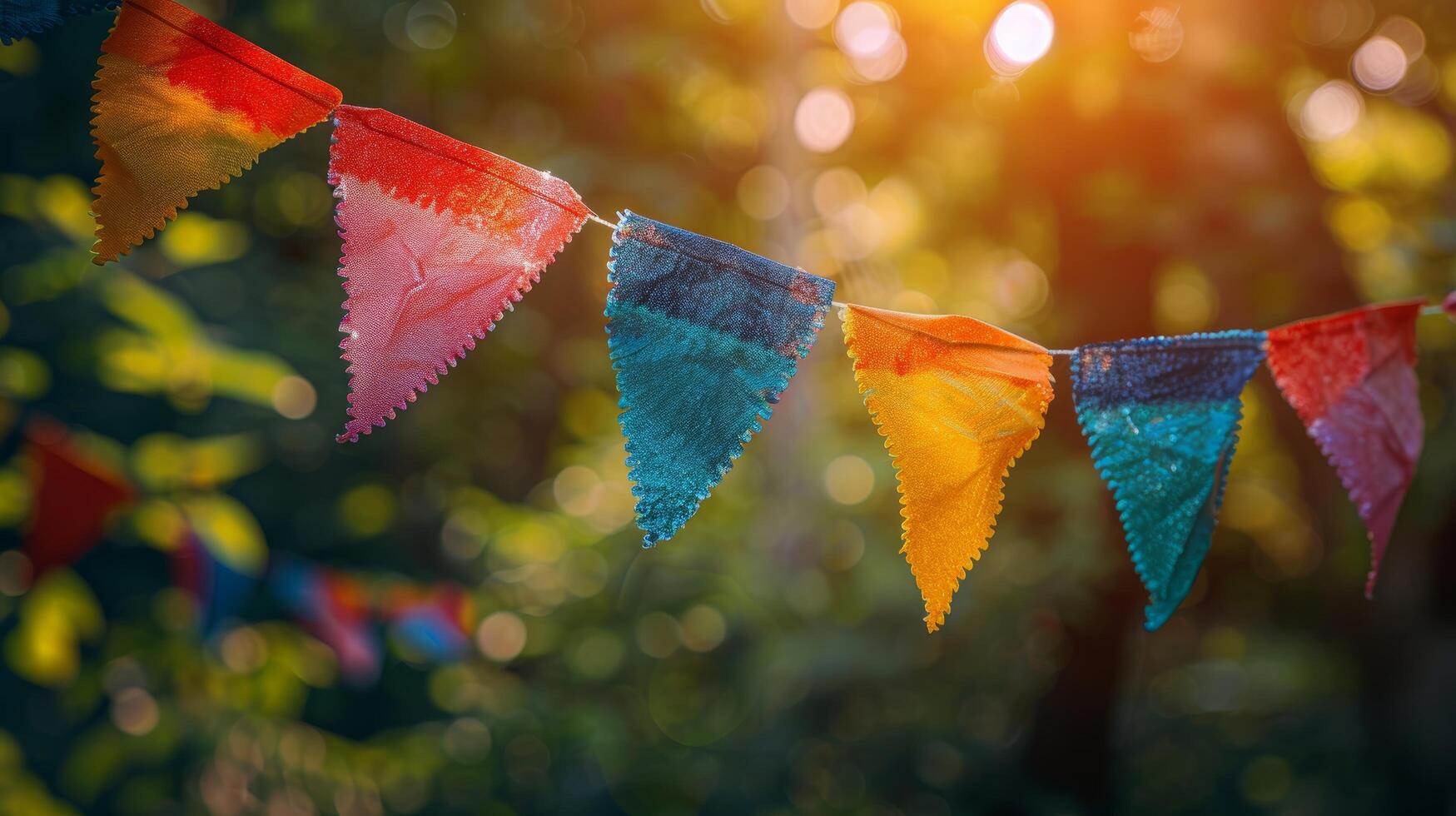Array of Flags Hanging in the Air photo