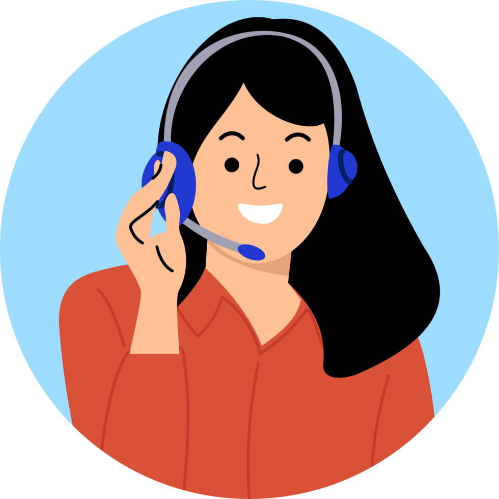 illustration of female call center operator with headset png