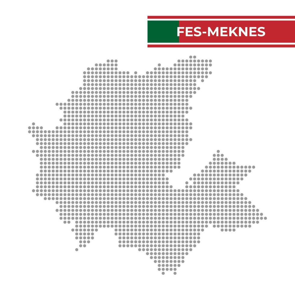 Dotted map of Fes-Meknes Region in Morocco vector