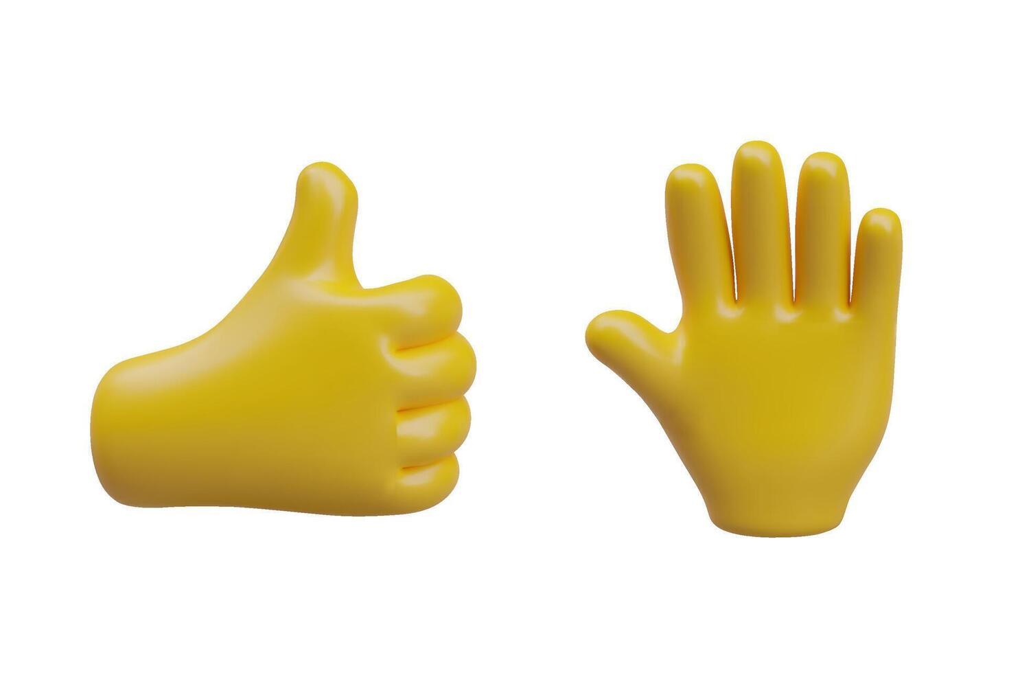 3d icon illustration. 3D cartoon thumb up hand gesture isolated. Hand thumb up or like sign. cartoon open palm, hello gesture. Hands showing five fingers vector