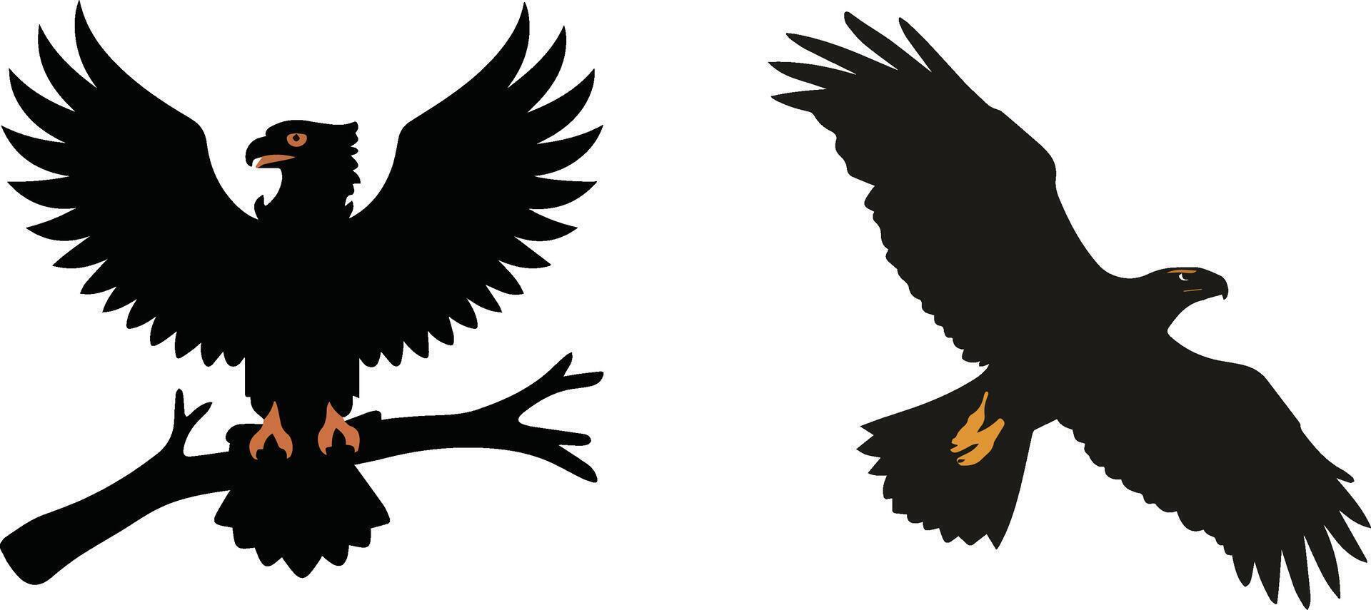 a striking silhouette of a harpy eagle in flight vector