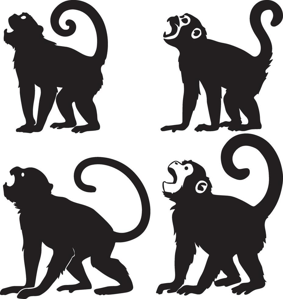 a silhouette image of a howler monkey vector