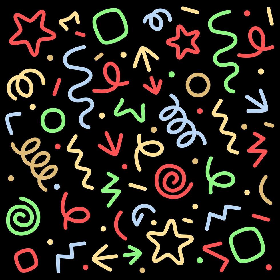 Color isolated illustration. Various colorful line flat icons. Various textures and shapes. vector