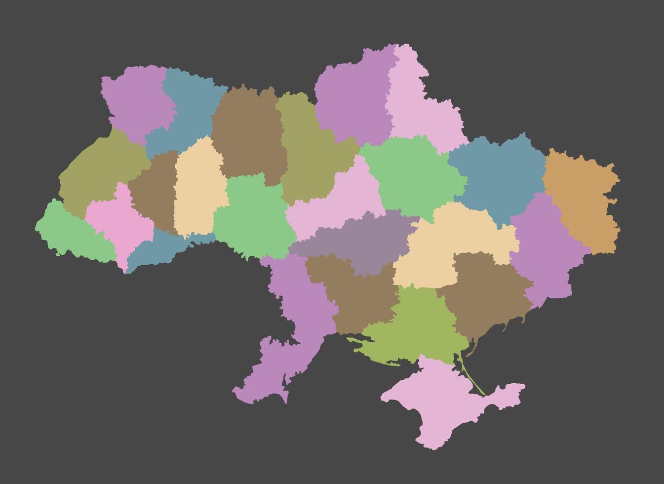 The map of Ukraine is divided by regions. Isolated illustration of Ukrainian country map. graphics. vector