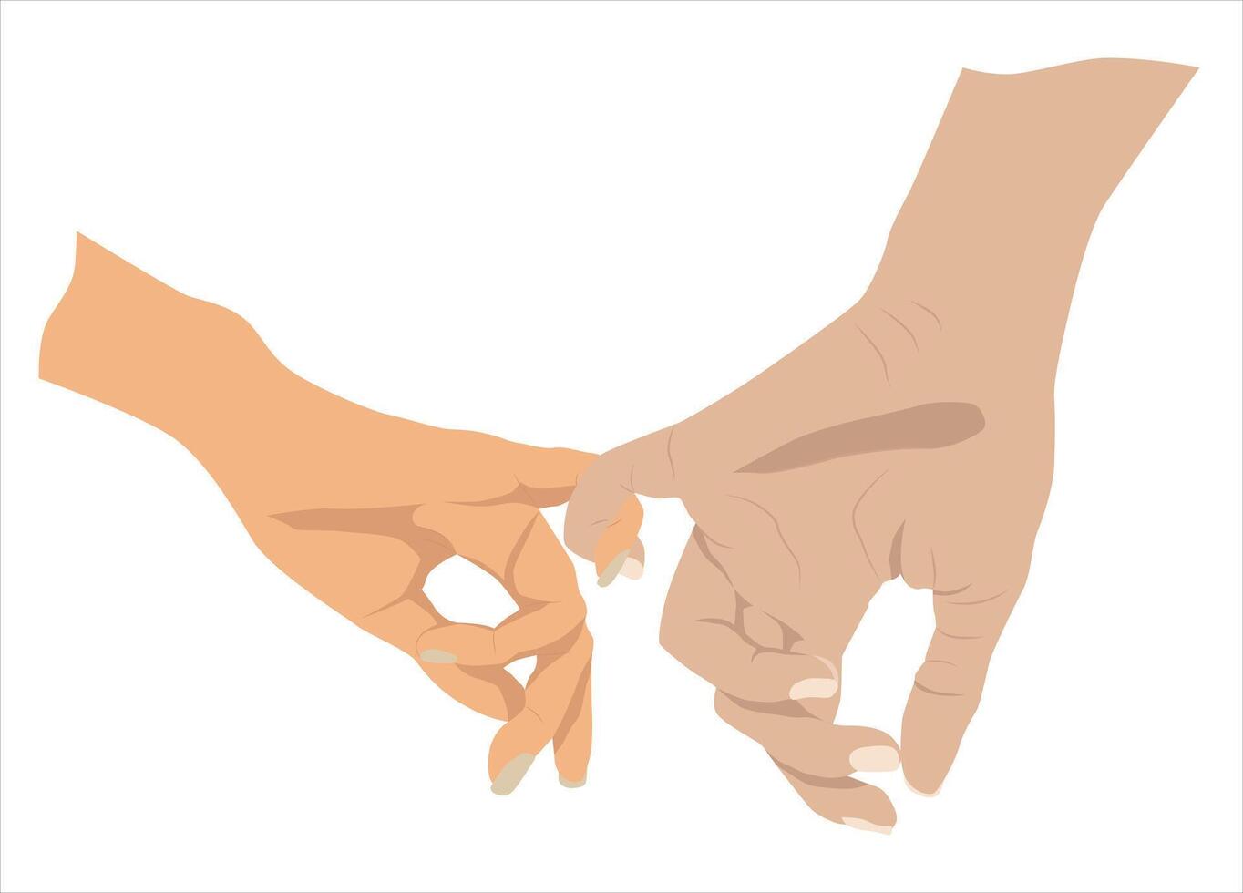 Couple in love holding each other's little fingers. Little finger with lover. Be hand in hand. vector