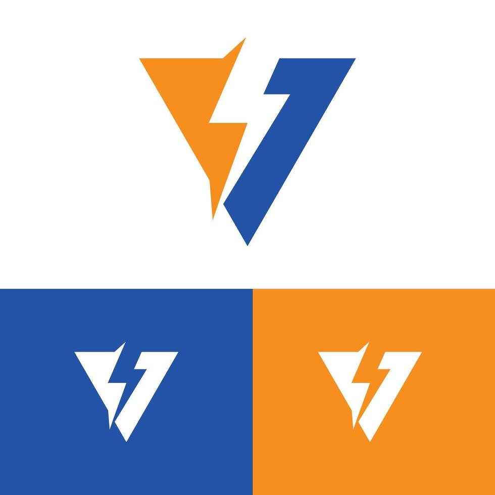 Letter V with Bolt Icon - Lightning Logo - Bolt logo vector