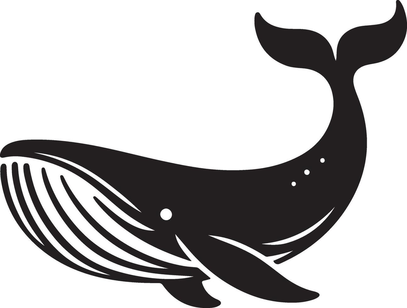 Black whale silhouette white background vector