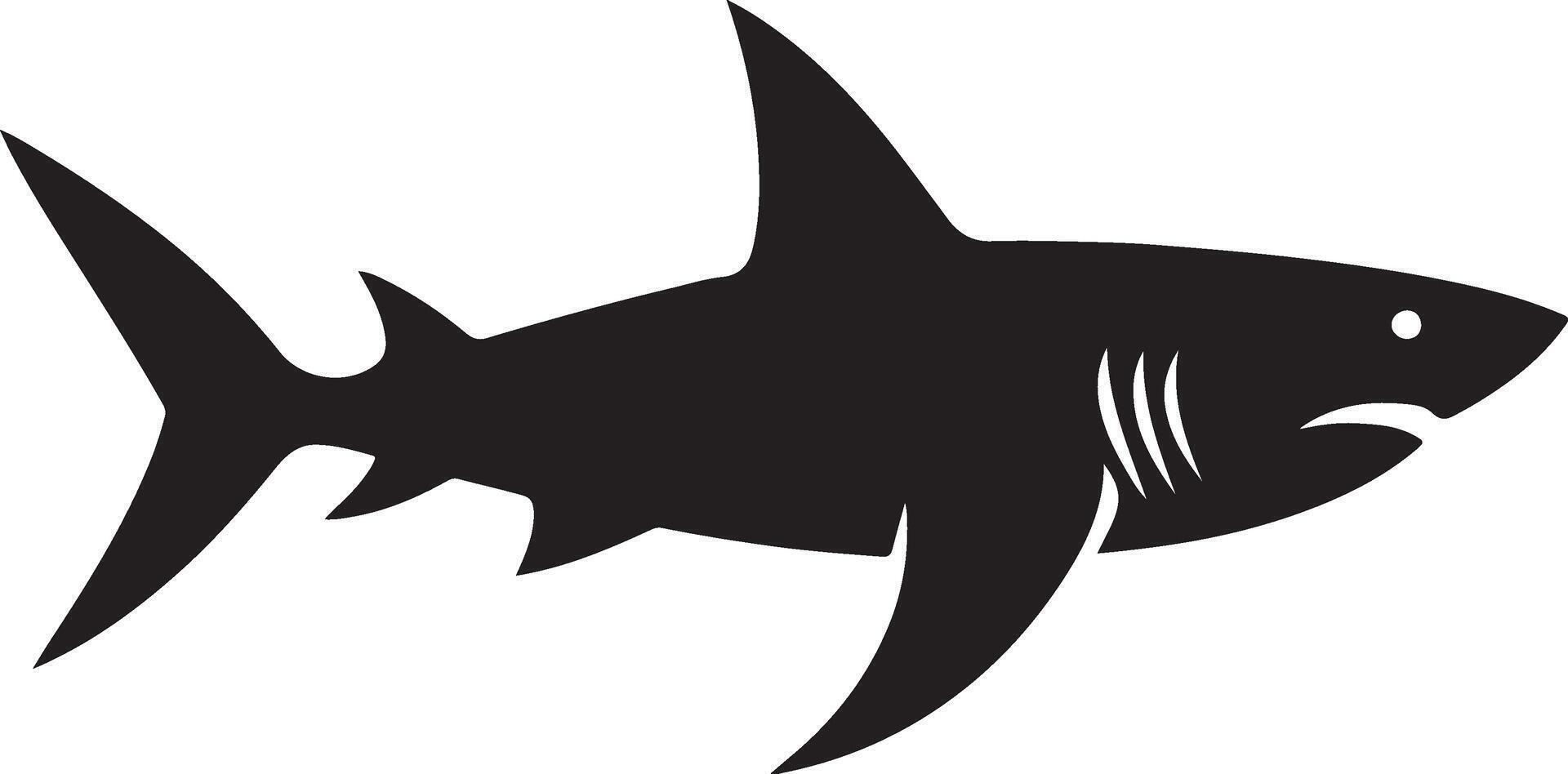 Silhouette shark swimming against the water surface vector