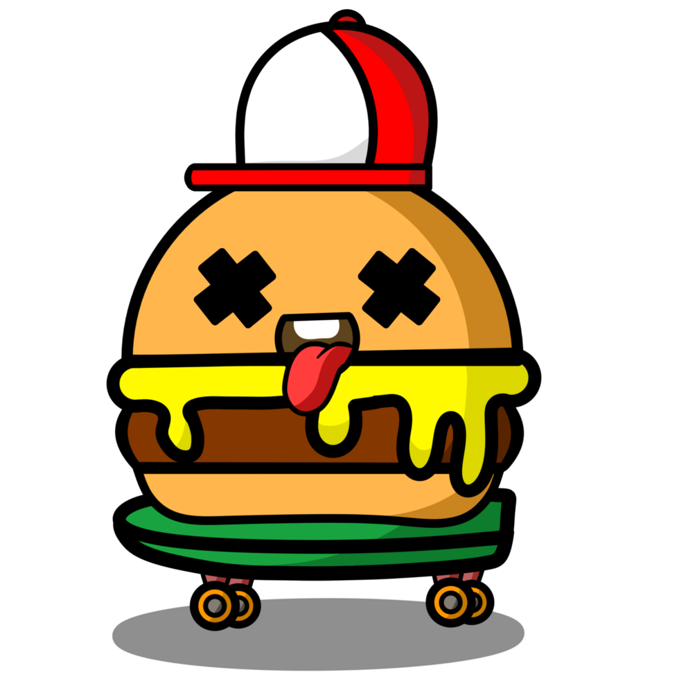 A Cartoon Burger With a Hat on it png