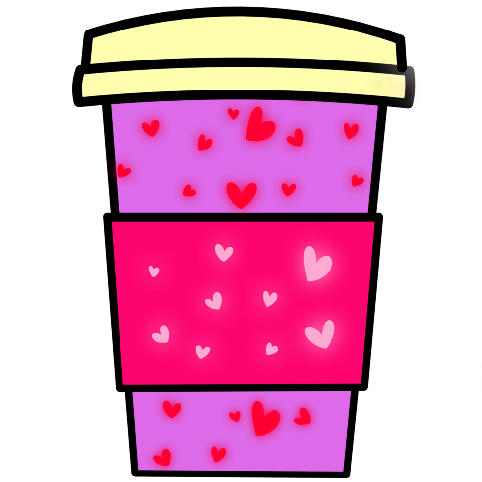A Cup of Coffee With Hearts on it png
