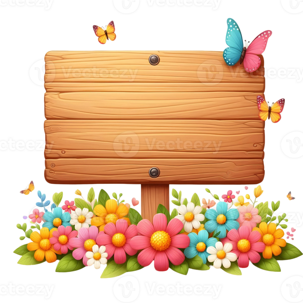 flower Wood Sign Board isolated background png