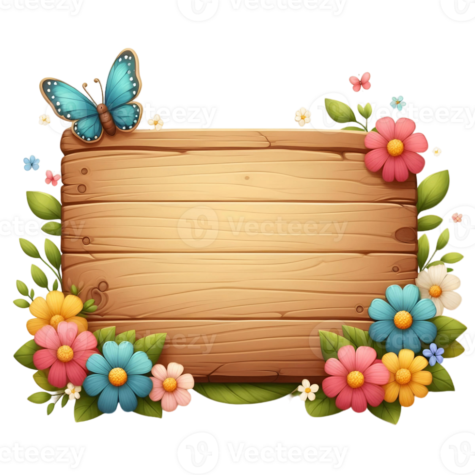flower Wood Sign Board isolated background png
