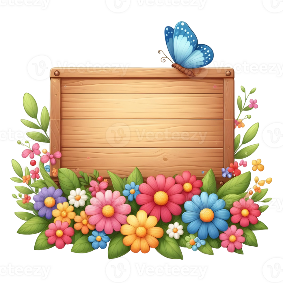 flower Wood Sign Board isolated background png