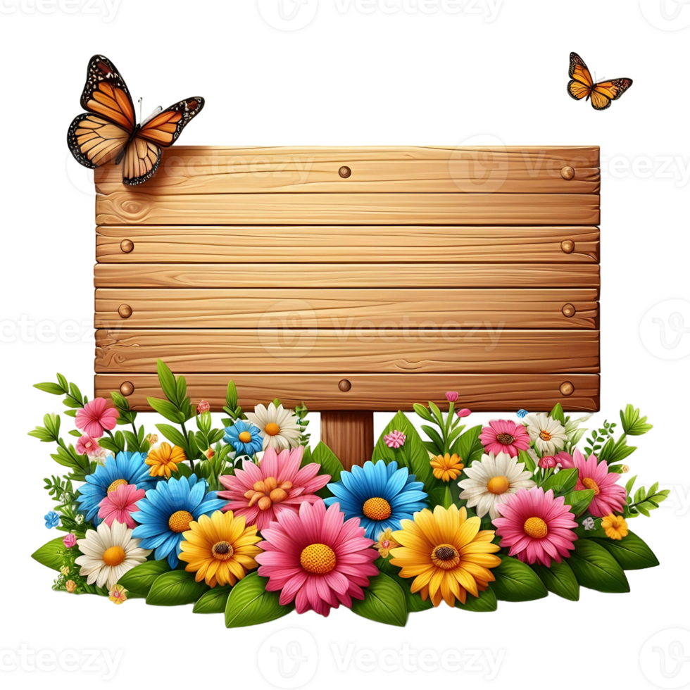 flower Wood Sign Board isolated background png