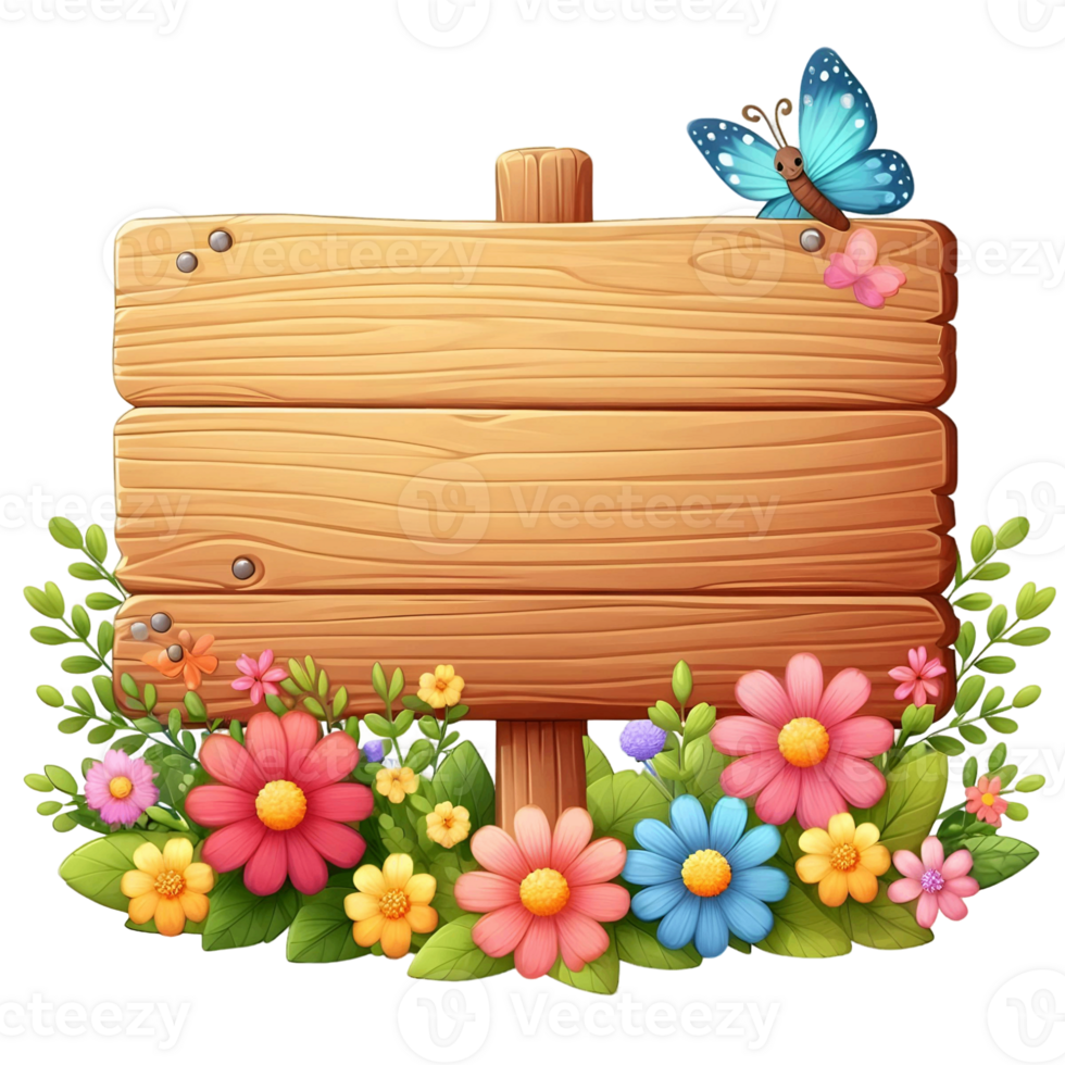 flower Wood Sign Board isolated background png
