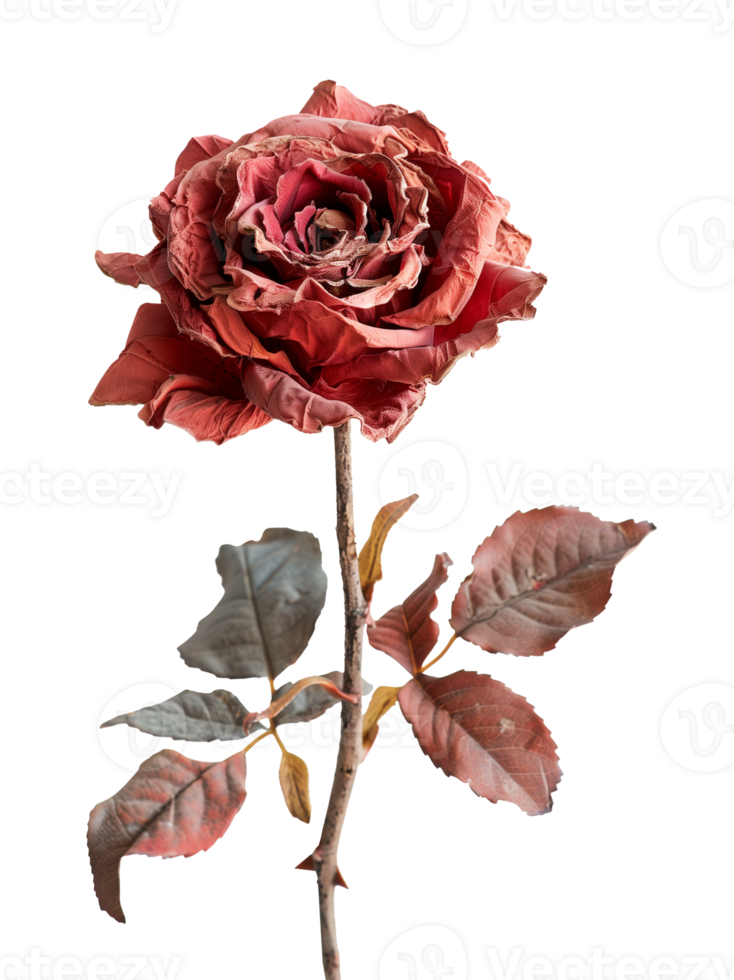 Withered Red Rose Isolated on Transparent Background png