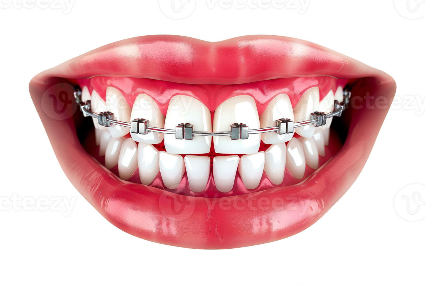 Mouth With Teeth Braces Isolated on Transparent Background png