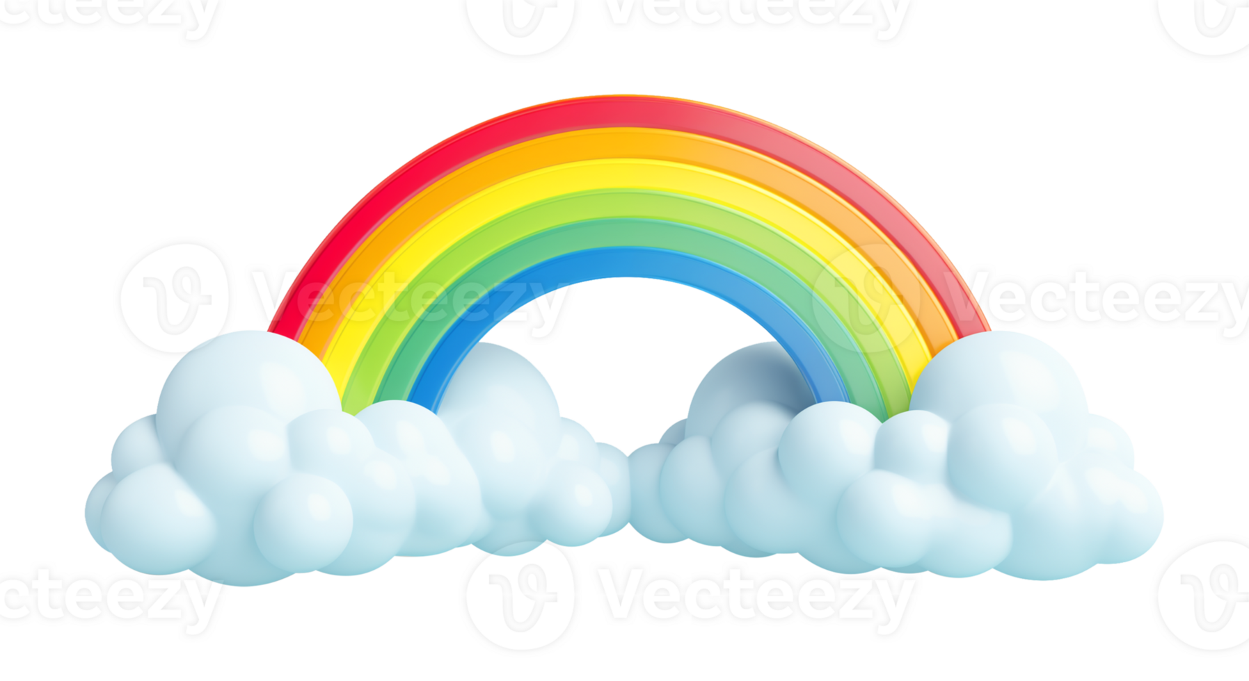 Rainbow with Clouds 3D Style Isolated on Transparent Background png