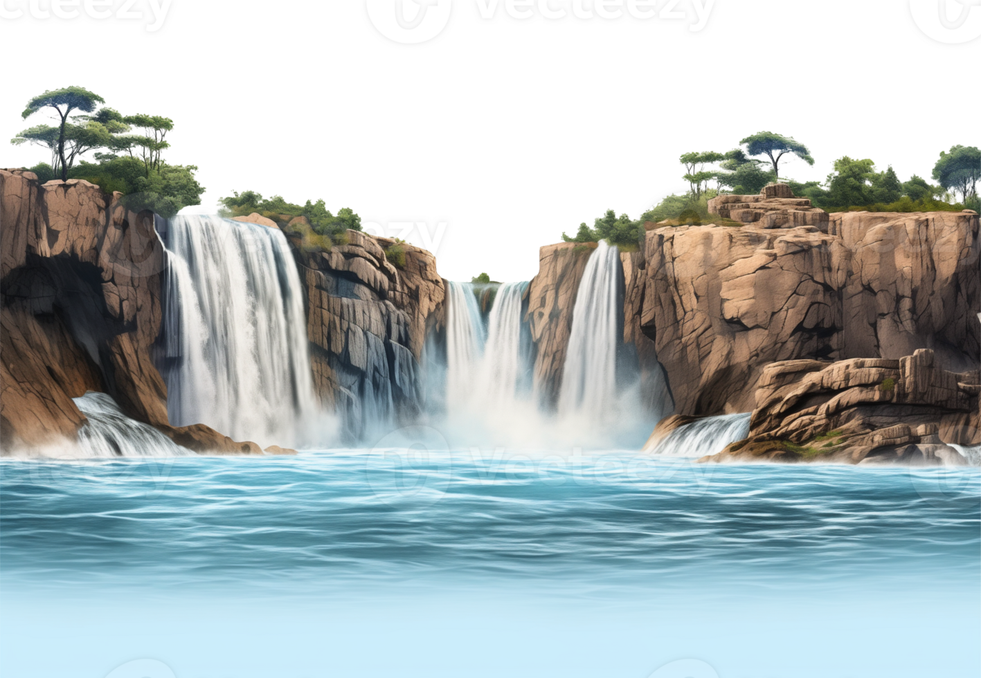 Waterfall Horizon Isolated on Transparent Background png
