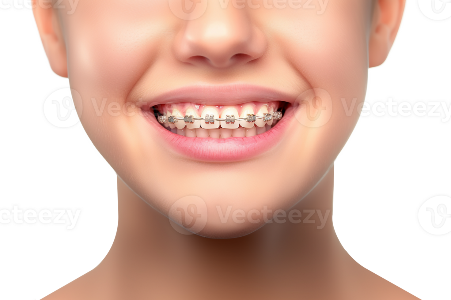 Smile With Teeth Braces for Dentist Advertisement Isolated on Transparent Background png