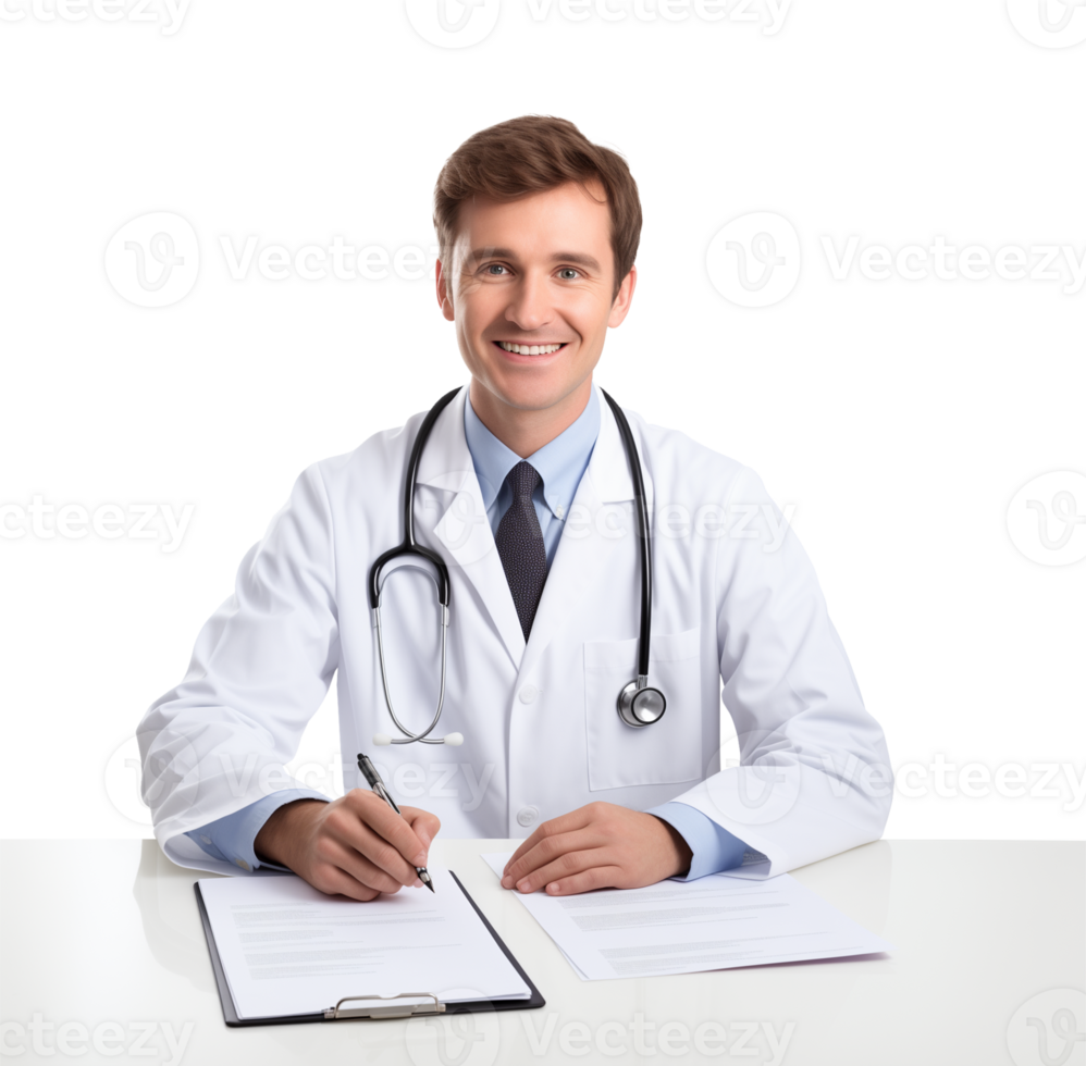 Doctor on the Table Isolated on Transparent Background png
