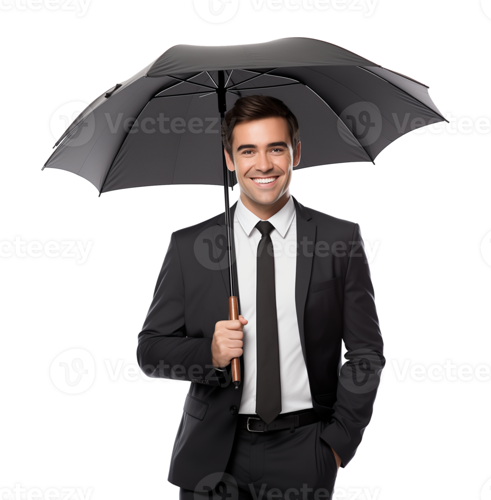 Businessman With Umbrella Isolated on Transparent Background png