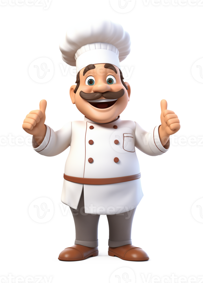 capocuoco personaggio 3d cartone animato stile isolato su trasparente sfondo png