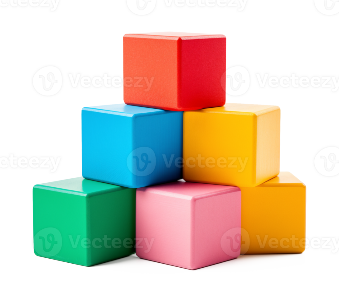 Colorful Toy Blocks Isolated on Transparent Background png