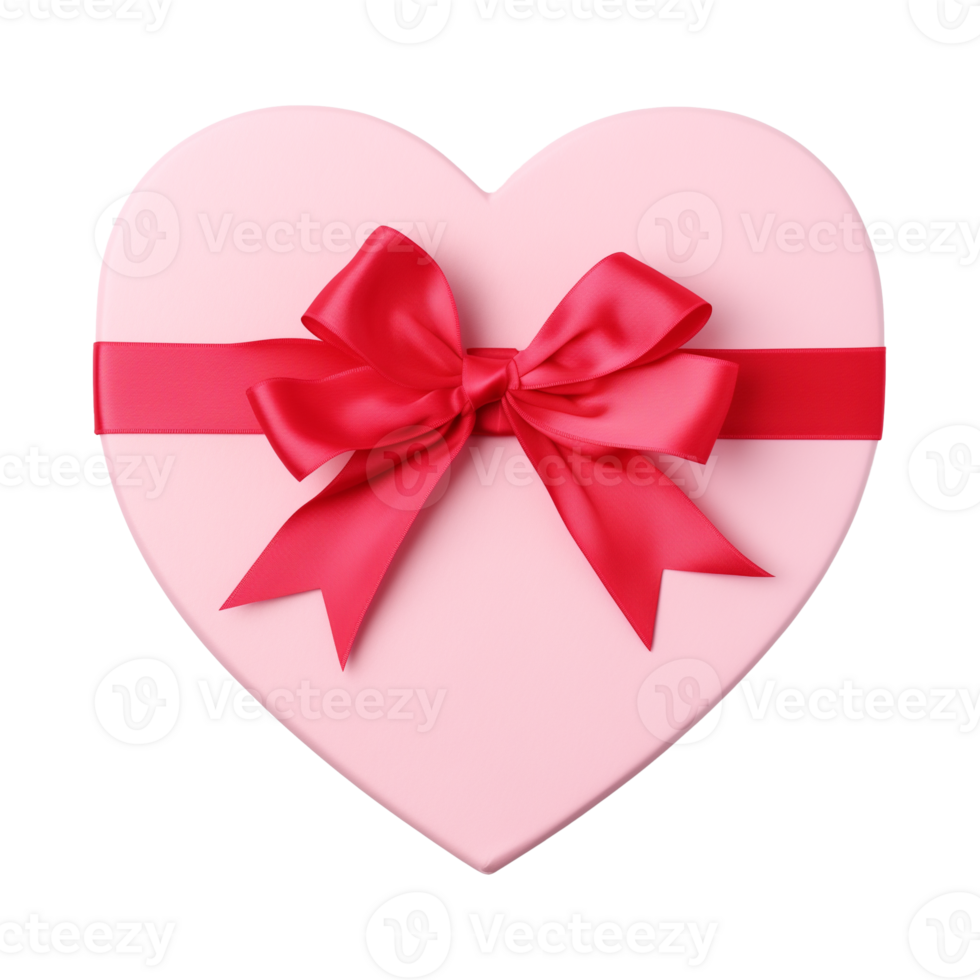 Pink Heart Gift Box With Ribbon For Valentine Isolated on Transparent Background png