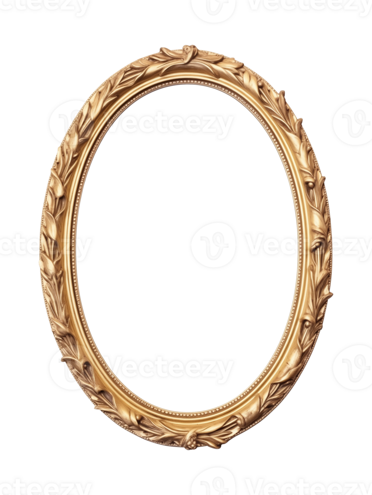 Golden Oval Frame Isolated on Transparent Background png