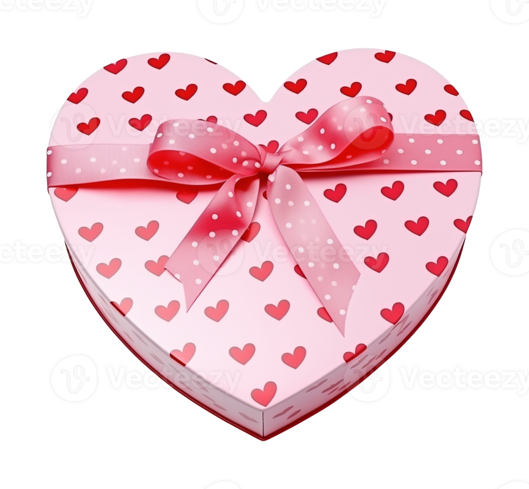 Pink Heart Gift Box For Valentine Isolated on Transparent Background png