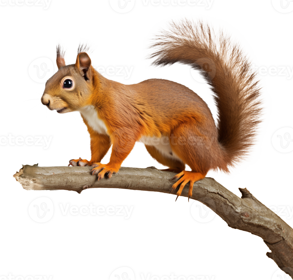 Squirrel on Branch Isolated on Transparent Background png