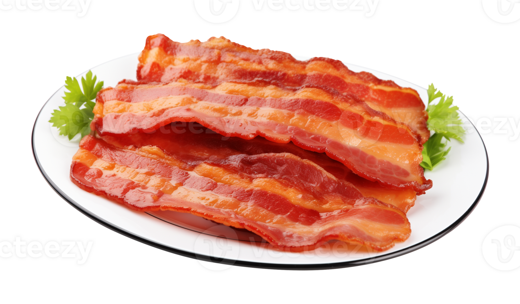 Bacon on Plate Isolated on Transparent Background png
